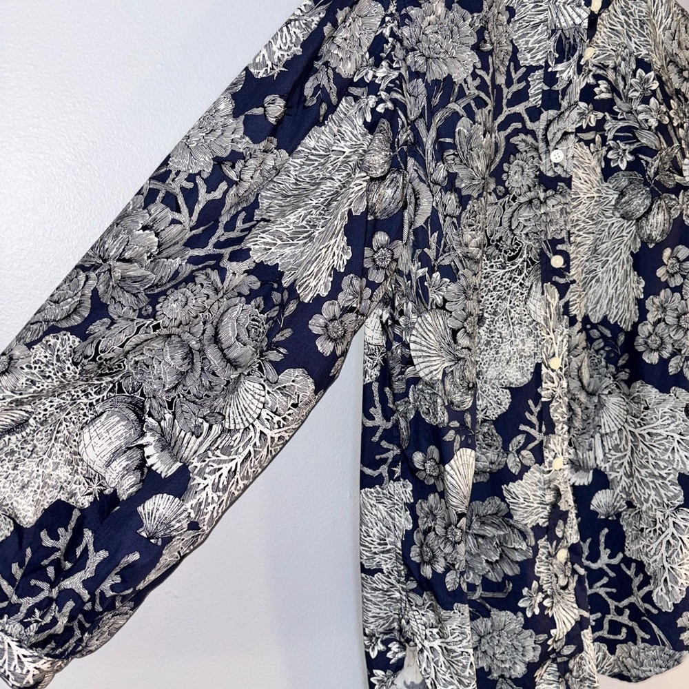 J.Crew Women’s Collarless Puffer Sleeve Button Down